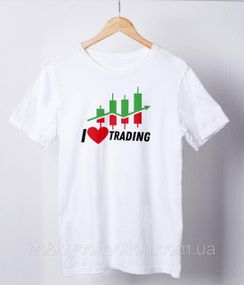 Футболка жіноча із принтом "I Love Trading" біла