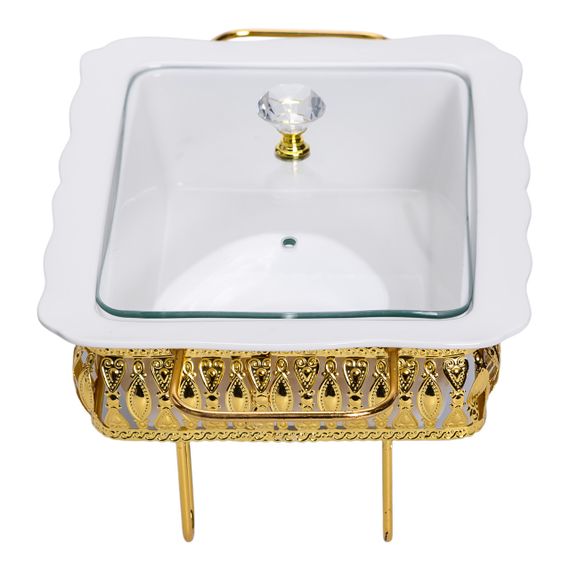 Порцеляновий прямокутний марміт із кришкою та металевою підставкою (1.5 л) | Зображення 3