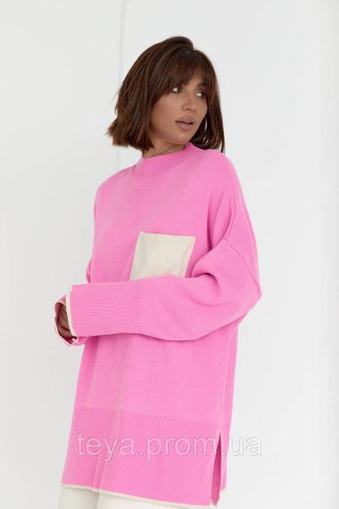 Жіноча кофта oversize з кишенею на грудях колір рожевий FL_000613 | Зображення 8