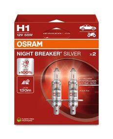 Лампа H1 12V 55W P14.5s OSRAM NIGHT BREAKER SILVER +100% 64150NBS-2HB