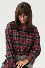 Сорочка в клітинку з подовженою спинкою - червоний цвет, S (є розміри)