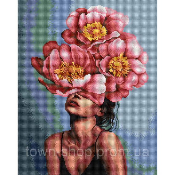 Алмазная мозаика  "Девушка в цветущем пионе ©Mykhailyshyna Daria DBS1062 Brushme 40х50 см