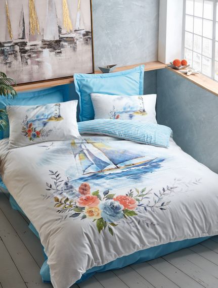 Комплект постельного белья Cotton Box Maritime 160×220 Morgan Mavi