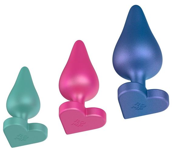 Набір із 3 анальних пробок ROMP Luster різнокольорові Sex Aura | Зображення 2