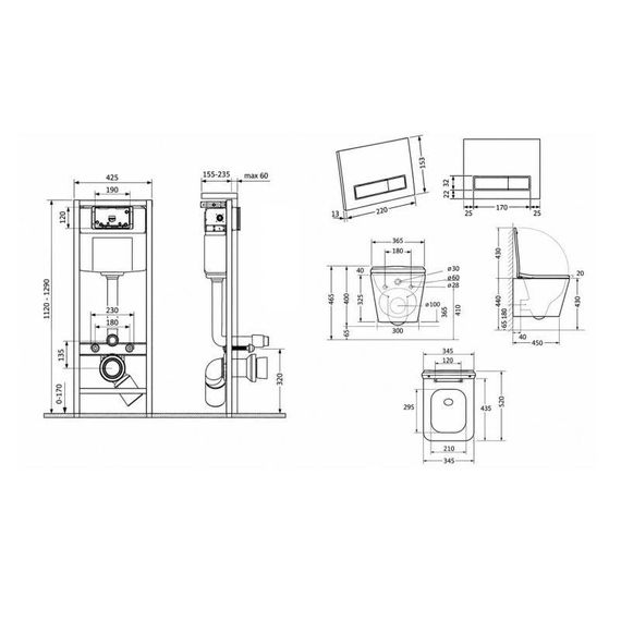 Готовое решение Qtap для ванной комнаты: подвесной унитаз Tern Ultra Quiet 525x345x360 + комплект инсталляции Nest 4 в 1 (линейная | Зображення 1