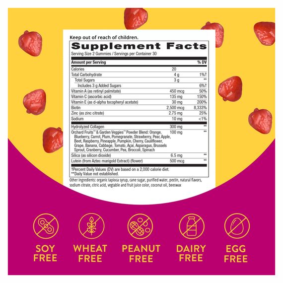 Hair, Skin and Nails with Collagen - 60 gummies Strawberry | Зображення 1