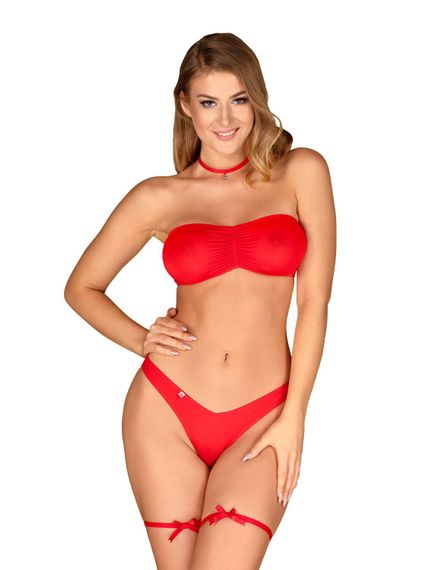 Новорічний костюм Obsessive Kissmas set червоний, S/M