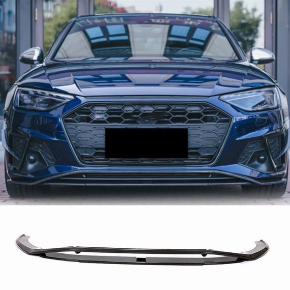 Накладка на передний бампер Lip V2 (для S-Line SD 2019-2024, Карбон) для Ауди A4 B9