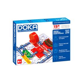 Электронный конструктор "Первые шаги в электронике" DOKA D70710 набор В, 15 схем, звук и свет