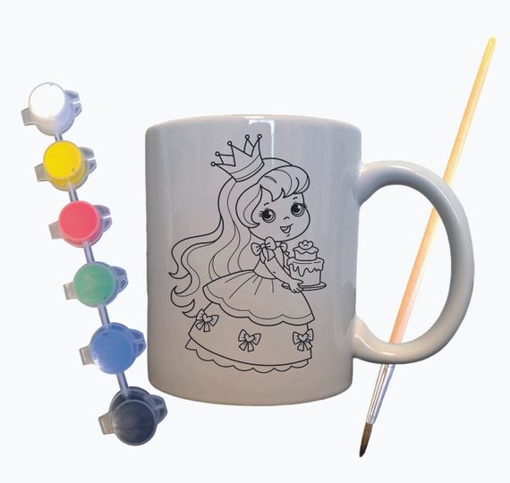 Набор для творчества кружка раскраска "Принцесса" 330 мл белая