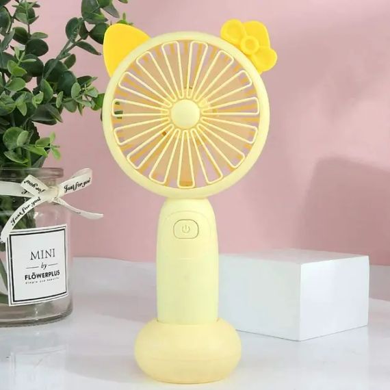 Портативний акумуляторний міні вентилятор з вушками та RGB підсвічуванням Mini Fan (SQ-2165) Жовтий | Зображення 3