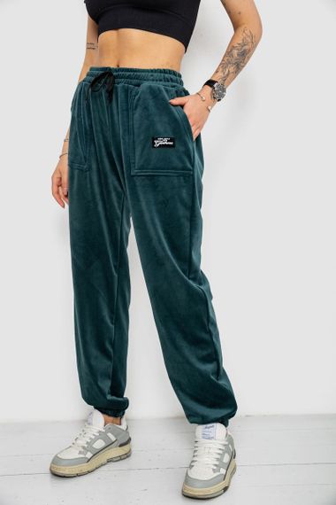 Спортивні штани жіночі велюрові на флісі, колір зелений, 238R58647-1 | Зображення 2