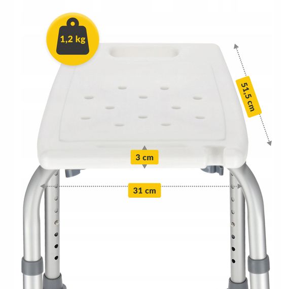 Стілець-табурет 4FIZJO для ванної та душу, регульований White/Grey (P-5905973403399) | Зображення 4