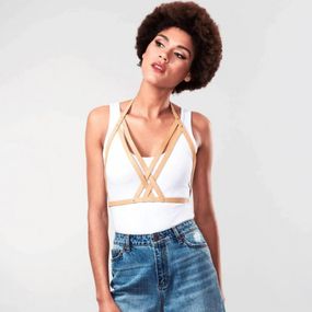 Портупея Bijoux Indiscrets MAZE - Halter Bra Harness Braun sexstyle