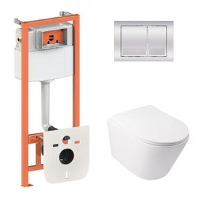 Готове рішення Qtap для ванної кімнати: підвісний унітаз Swan Ultra Quiet 485x360x320 + комплект інсталяції Nest 4 в 1