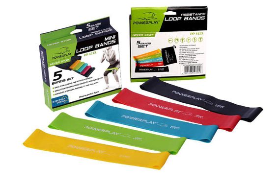 Резинки для фітнесу PowerPlay 4113 Mini Power Band Set набір із 5 шт.  (від 1 до 20 кг)