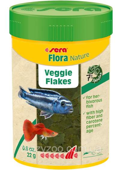 Корм для рыб Sera Flora Nature в хлопьях 22 г 45301