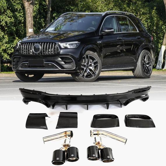 Дифузор заднього бампера (для GLE63 AMG 2019-2023, Карбон) для Mercedes GLE W167 2018- рр