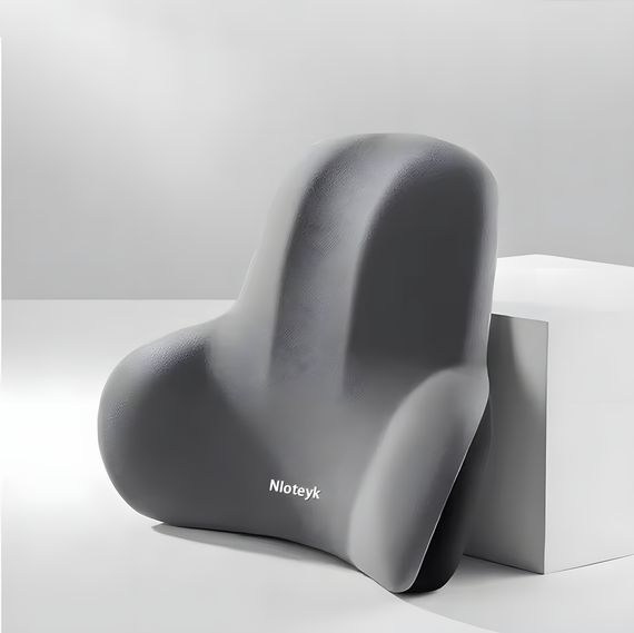 Ортопедична подушка для попереку Memory Foam для авто та офісного крісла сіра