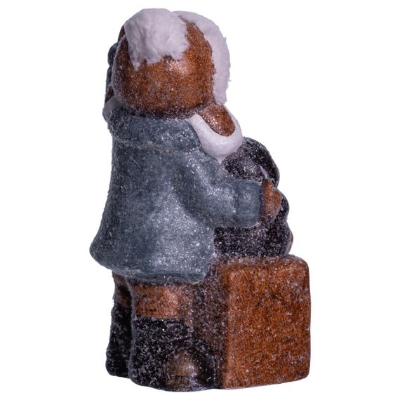 Новорічна декоративна фігурка з підсвіткою 9×10×19 см Новорічний декор Дівчинка з подарунком з порцеляни CR-5-18 | Зображення 4