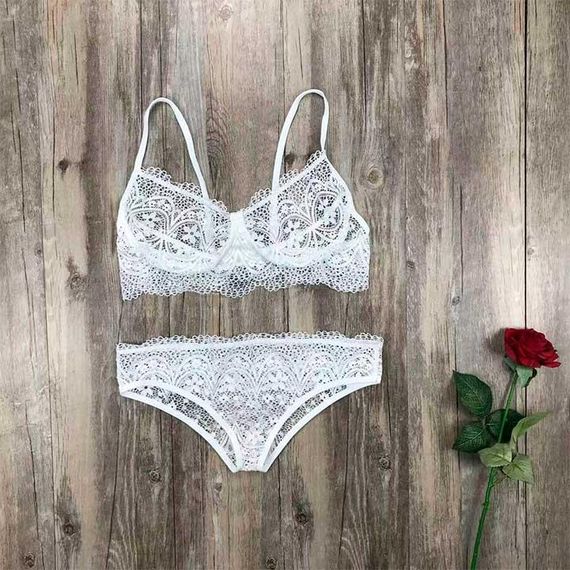 Красивый кружевной комплект белый - XS-S  – Эротическое бельё | Зображення 4