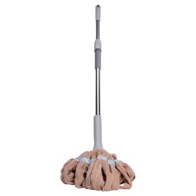 Швабра телескопическая для мытья пола универсальная веревочная швабра с самоотжимом для уборки Бежевый HP-35015-13BE