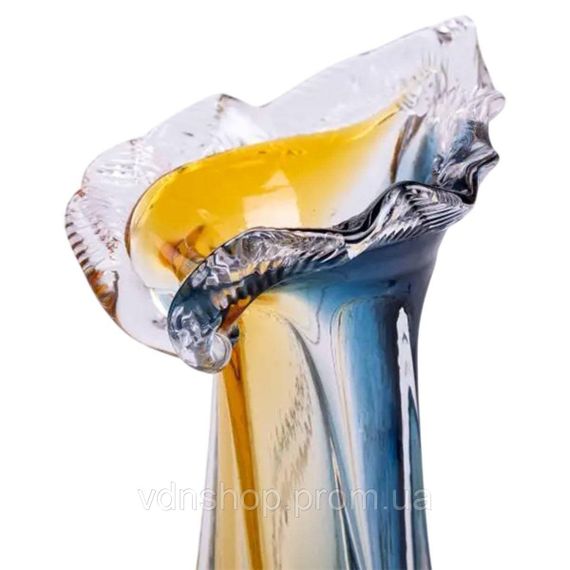 Декоративна скляна ваза для квітів 22 см фігурна ваза 200 мл Жовто-синя HP-9-6 | Зображення 2