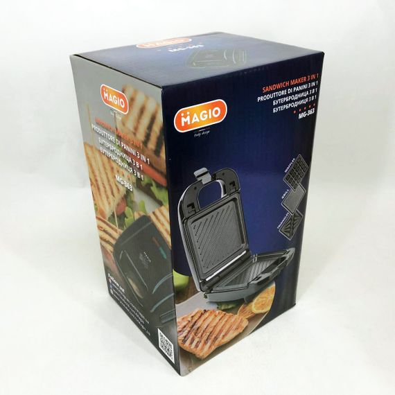 Мультимейкер (бутербродниця-вафельниця-гриль) Magio MG-363, Бутербродниця 4в1, Сендвічниця, Мультимейкер | Зображення 7