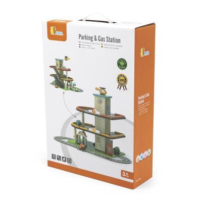 Ігровий набір Viga Toys Дерев&apos;яний паркінг з АЗС (44509) | Зображення 1