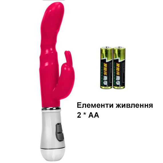 Вібратор-Rabbit для подвійної стимуляції (червоний, живлення 2*АА) | Зображення 2