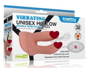 Страпон для двойного проникновения - Vibrating Unisex Hollow Double Penetration 6" Sex Aura