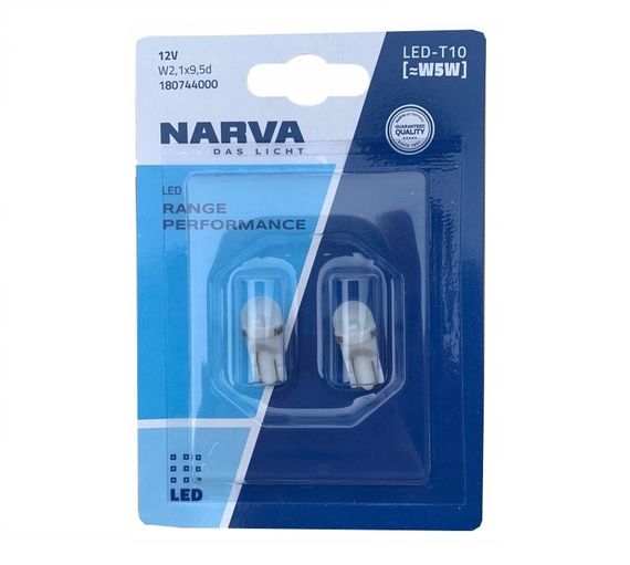 Комплект світлодіодних ламп Narva 18145B2 W5W LED Range Performance 12V W2,1x9,5d WHITE 6000K (2 шт) | Зображення 1