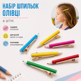 Набор заколок для волос "Олени" 6 шт (цветной микс), детские заколки-зажимы крокодилы в школу и садик