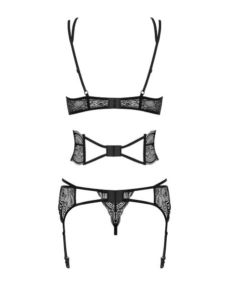 Комплект з поясом для панчох Obsessive Frivolla set Чорний S/M | Зображення 5