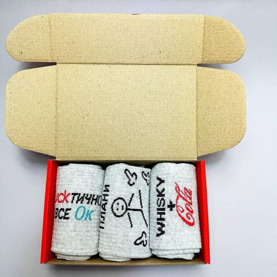 Подарочный набор мужских носков в коробке размер 40-45 3 пары цвет серый  ч3бокс043 | Зображення 6