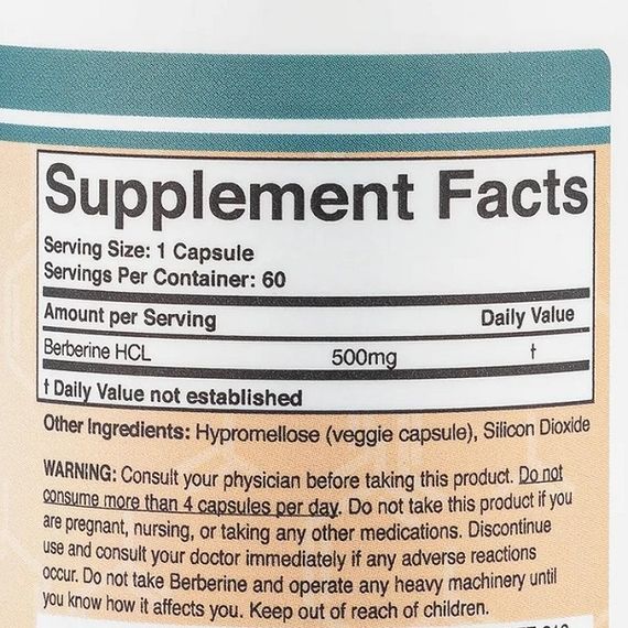 Барбарис Double Wood Berberine 500 mg 60 Caps | Зображення 1