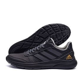 Демісезонні шкіряні кросівки Adidas колір чорний/сірий