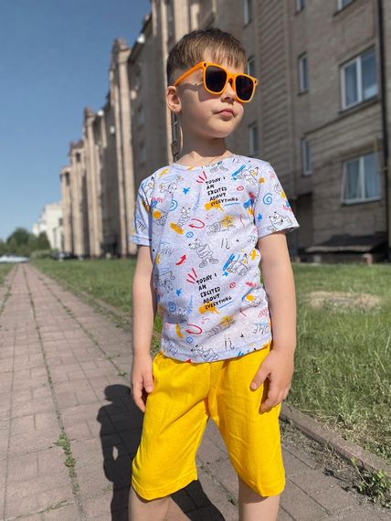 Комплект для хлопчика (футболка+шорти) Носи своє 128 Жовтий (p-7934-74593) | Зображення 1