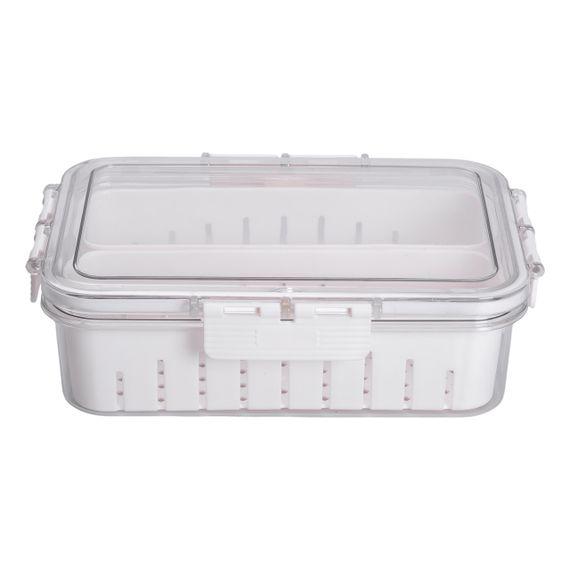 Контейнер для їжі з 2 відсіками 23.5х17х7 см судок для їжі пластиковий 1.4 л Білий HP-27-11 | Зображення 1