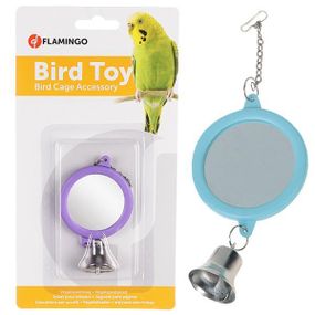 Flamingo Mirror Round+Bell фламинго круглое зеркало с колокольчиком игрушка для попугаев