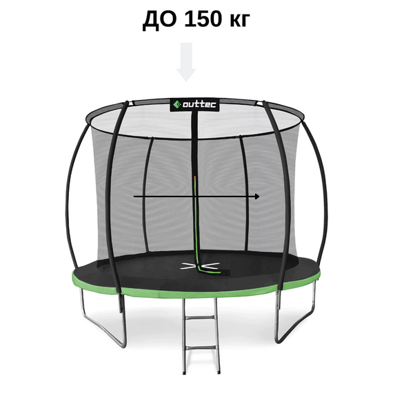Батут Outtec Premium 12ft (374см) черно-зеленый с внутренней сеткой | Зображення 3
