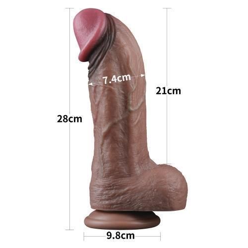 Фалоімітатор - Dual-Layered Silicone Cock 11" Brown Sex Aura | Зображення 1