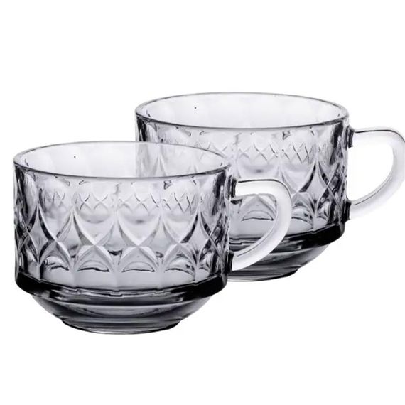 Набір чашок зі скла 6 шт прозорі скляні кружки 270 мл HP-YH-67