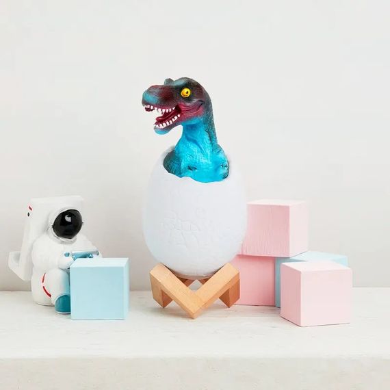 Дитячий світильник SUNROZ 3D Dinosaur Lamp лампа-нічник "Динозаврик у яйці" з пультом ДУ | Зображення 1