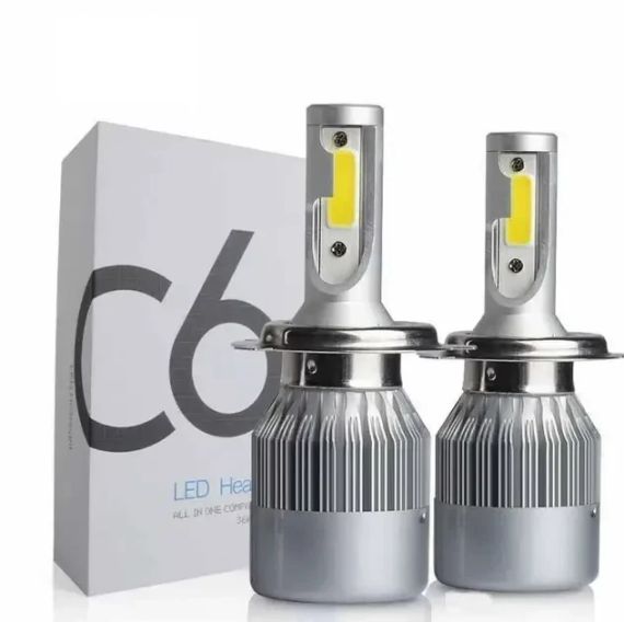 Комплект автомобільних світлодіодних LED ламп з охолодженням С6 LED H4 LED-лампи для авто 3800 Лм