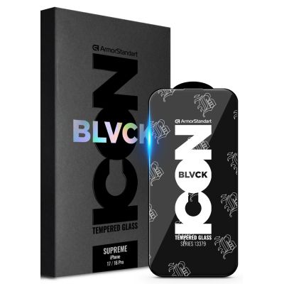 Стекло защитное Armorstandart Supreme Black Icon Apple iPhone 17 / 16 Pro (ARM86399)
