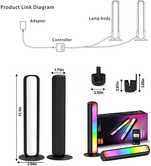 Світлодіодні трубки RGB з керуванням Bluetooth + пульт + WIFi, настільні 28 см (sv3104) | Зображення 3