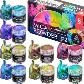 Пігмент перламутровий хамелеон Chameleon Mica Powder слюдяна пігментна пудра ALEXES 8 кольорів Набір №2