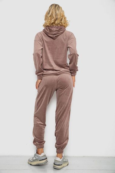 Спортивный костюм женский велюровый, цвет темно-бежевый, 241R1530-5 | Зображення 3