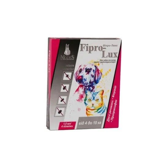 Протипаразитарні краплі для котів та собак вагою 4-10 кг ModeS Fipro-Lux, 4 піп